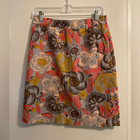 Boden Corduroy Floral Pattern Lined Skirt Size 4R - Picture 1 of 14